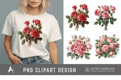 Watercolor Red Rose Bouquet Clipart Product Image 1