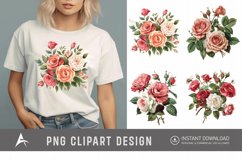 Watercolor Red Rose Bouquet Clipart Product Image 1