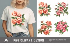 Watercolor Red Rose Bouquet Clipart Product Image 1
