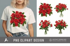 Watercolor Red Rose Bouquet Clipart Product Image 1