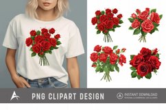 Watercolor Red Rose Bouquet Clipart Product Image 1