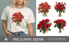 Watercolor Red Rose Bouquet Clipart Product Image 1