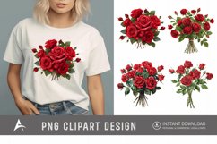 Watercolor Red Rose Bouquet Clipart Product Image 1