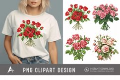 Watercolor Red Rose Bouquet Clipart Product Image 1