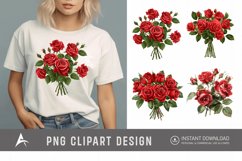 Watercolor Red Rose Bouquet Clipart Product Image 1