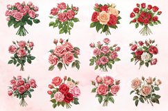 Watercolor Red Rose Bouquet Clipart Bundle Product Image 2