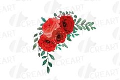 Red Rose Bouquets watercolour clip art. Rose invitation png. Product Image 9