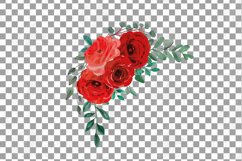 Red Rose Bouquets watercolour clip art. Rose invitation png. Product Image 13