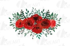 Red Rose Bouquets watercolour clip art. Rose invitation png. Product Image 10