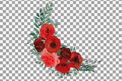 Red Rose Bouquets watercolour clip art. Rose invitation png. Product Image 15