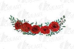 Red Rose Bouquets watercolour clip art. Rose invitation png. Product Image 11