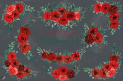 Red Rose Bouquets watercolour clip art. Rose invitation png. Product Image 17