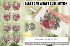 Glass Can Wraps Watercolor Red Rose Product Image 1