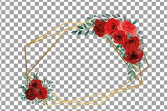 Red rose wedding floral templates, geo gold floral frames. Product Image 14