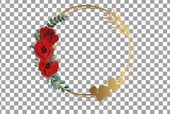 Red rose wedding floral templates, geo gold floral frames. Product Image 13