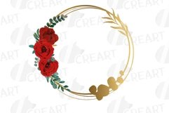 Red rose wedding floral templates, geo gold floral frames. Product Image 9