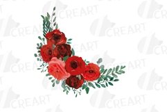 Red rose wedding floral templates, geo gold floral frames. Product Image 10