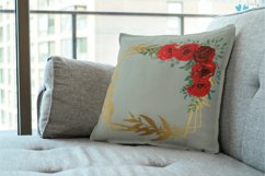 Red rose wedding floral templates, geo gold floral frames. Product Image 6