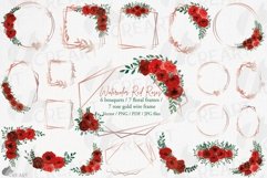 Red rose wedding floral templates, geo rosegold frames decor Product Image 1