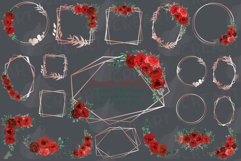 Red rose wedding floral templates, geo rosegold frames decor Product Image 2