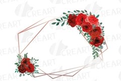 Red rose wedding floral templates, geo rosegold frames decor Product Image 14