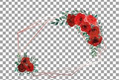 Red rose wedding floral templates, geo rosegold frames decor Product Image 18