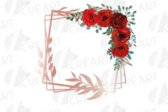 Red rose wedding floral templates, geo rosegold frames decor Product Image 11