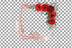Red rose wedding floral templates, geo rosegold frames decor Product Image 16