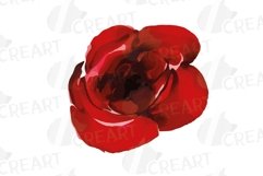 Watercolour Red Roses and Green Leaves invitation design png Product Image 10