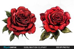 Watercolor Red Roses Exquisite Clipart Product Image 1