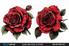 Watercolor Red Roses Artwork Clipart Product Image 1