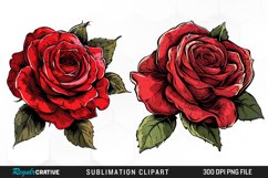 Watercolor Red Roses Exquisite Clipart Product Image 1