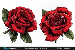 Watercolor Red Roses Artwork Clipart Product Image 1