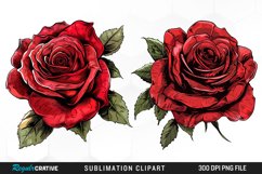Watercolor Red Roses Exquisite Clipart Product Image 1