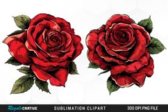 Watercolor Red Roses Exquisite Clipart Product Image 1