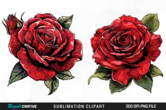 Watercolor Red Roses Artwork Clipart Product Image 1