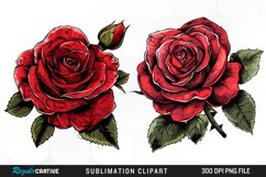 Watercolor Red Roses Exquisite Clipart Product Image 1