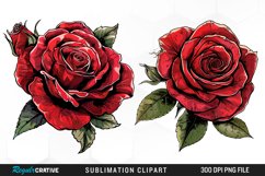 Watercolor Red Roses Artwork Clipart Product Image 1