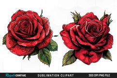 Watercolor Red Roses Exquisite Clipart Product Image 1