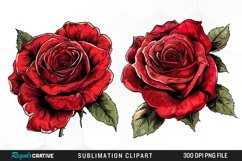 Watercolor Red Roses Exquisite Clipart Product Image 1