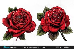 Watercolor Red Roses Artwork Clipart Product Image 1