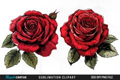 Watercolor Red Roses Exquisite Clipart Product Image 1
