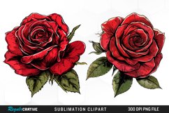 Watercolor Red Roses Exquisite Clipart Product Image 1