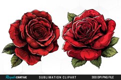 Watercolor Red Roses Exquisite Clipart Product Image 1