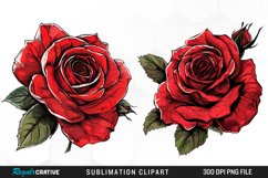 Watercolor Red Roses Artwork Clipart Product Image 1
