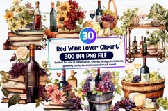 Watercolor Red Wine Lover Clipart Bundle Product Image 1