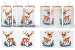 Watercolor Reindeer Christmas Glass Can Wraps Product Image 2