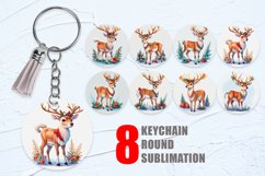Watercolor Reindeer Christmas Keychain | Keyring Product Image 1