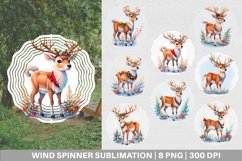 Watercolor Reindeer Christmas Wind Spinner | Sublimation Spi Product Image 1