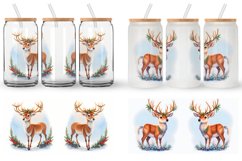 Watercolor Reindeer Christmas Glass Can Wraps Product Image 3